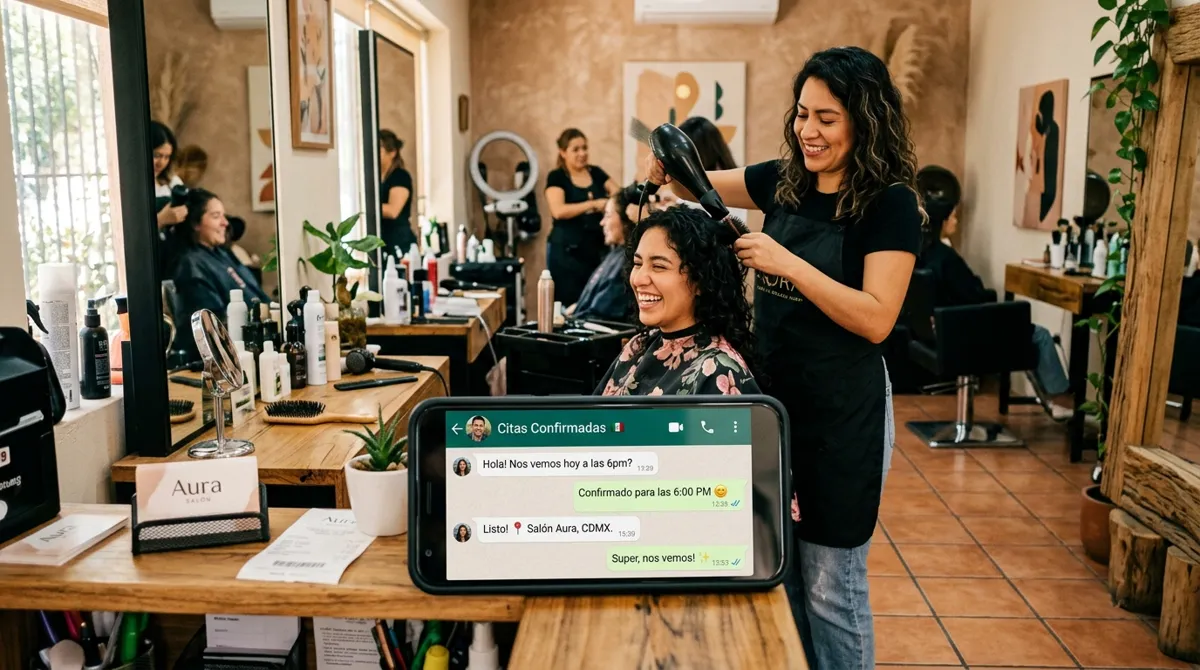 Salón de belleza en México con confirmaciones de citas automáticas por WhatsApp