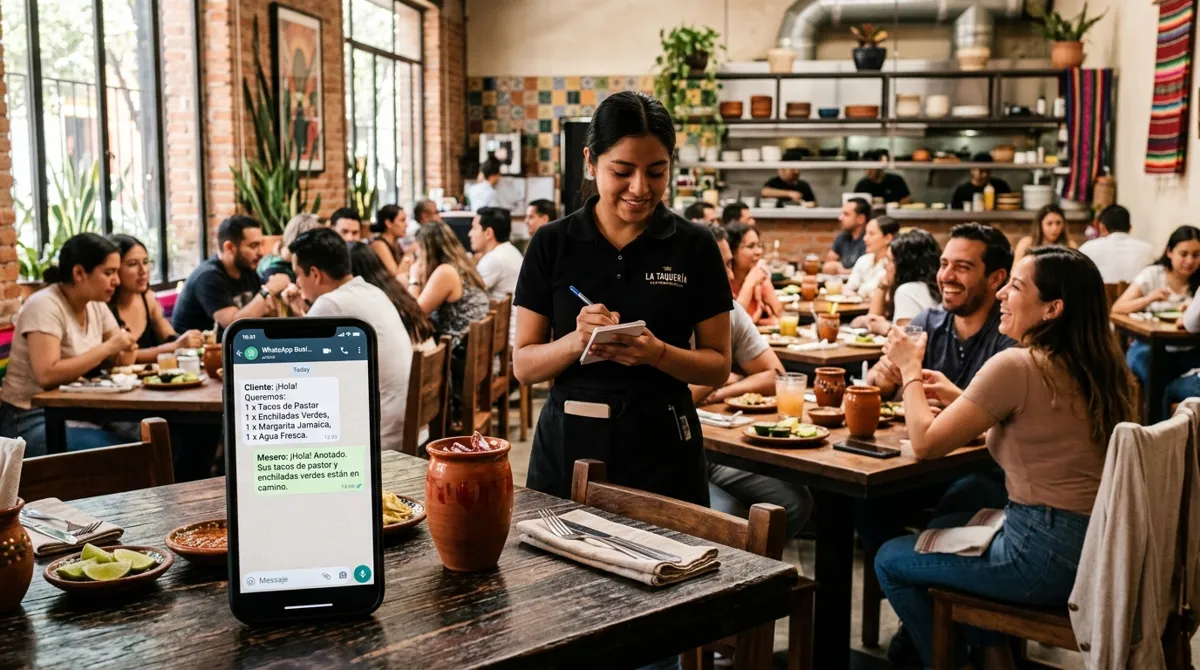 Restaurante mexicano tomando pedidos por WhatsApp con chatbot