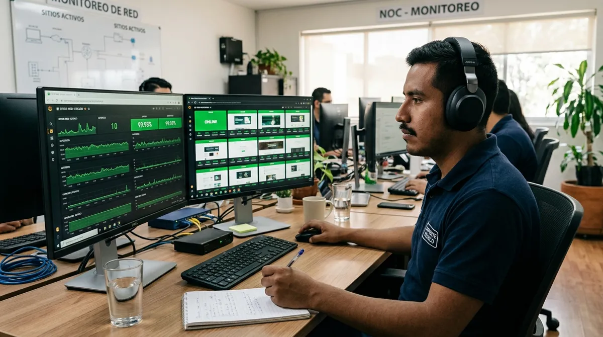 Ingeniero monitoreando el estado y seguridad de sitios web en tiempo real